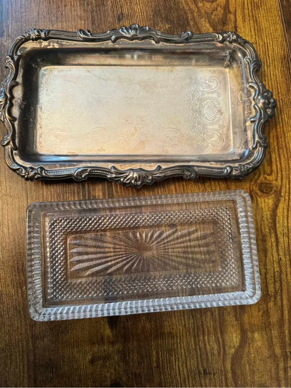 Davco Silver Plated Relish Tray Crystal Glass Insert Original Box DVC 1019
